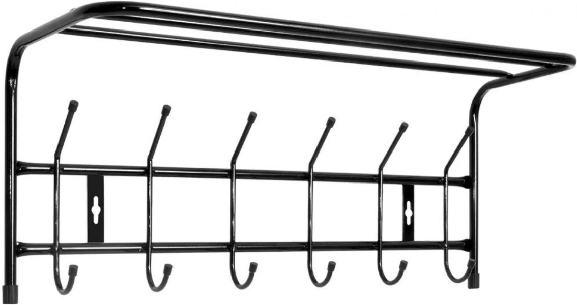 Вешалка НИКА с полкой настен. метал. на 6 крючков серебро (арт. ВП6/С)