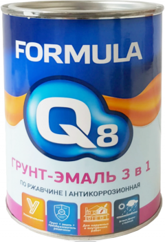 Грунт-эмаль FORMULA Q8 по ржавчине 3в1 черный 900г