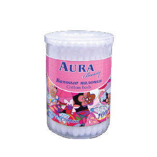 Ватные палочки AURA уп.100 /пласт. стакан/