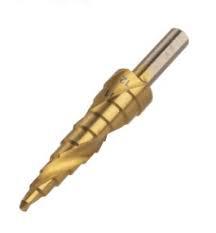 Сверло по мет. ступенчатое, 4-12 мм, 9 ступеней, нитрид., HSS, цилиндр. хв., "Рубин" TDM