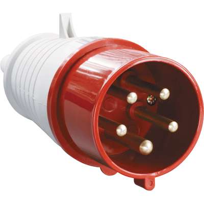 Вилка электрическая IEK  для кабеля IP44 3Р+РЕ+N 32А 380В красно-белый одноместная