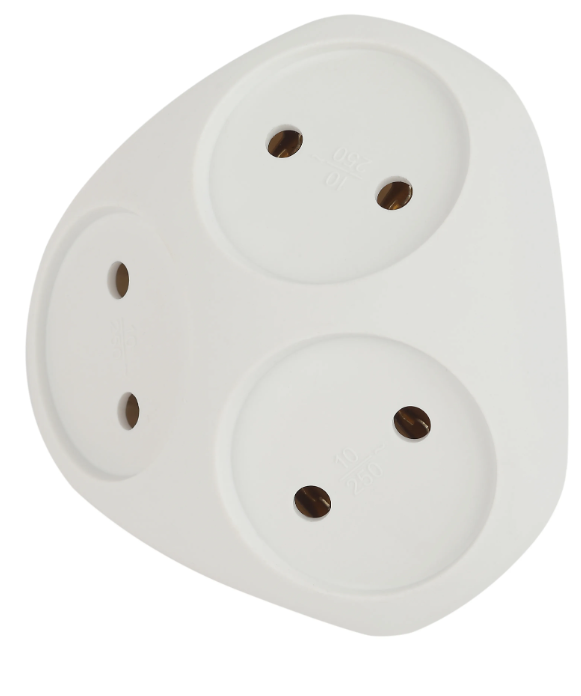 Разветвитель ЭРА 10А  (арт.Б0053481) белый трехместный б/з