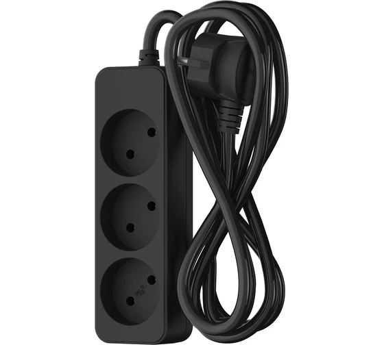 Удлинитель 3 мест.5м б/з "ФОТОН" черный