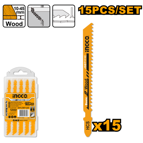 Набор полотен INGCO JBT1501 15шт д/электролобзика  дер/металл