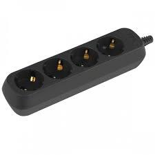 Колодка ЭРА КX-4е-В 4 розетки с заземлением черная