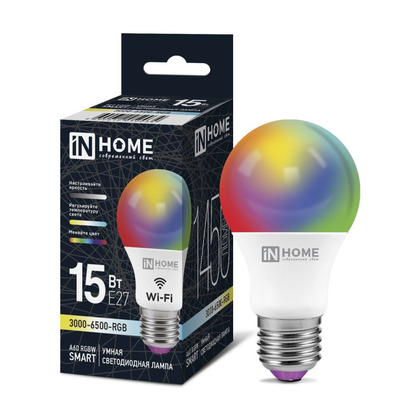 Лампа с/д LED-A60-RGBW-SMART 15Вт