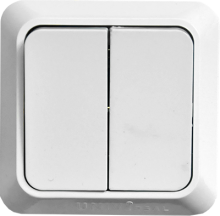 Выключатель UNIVERSAL "Олимп" 10А 250В о/у двуклавишный белый