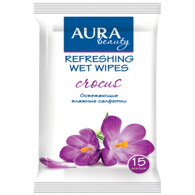 Салфетки влаж. AURA Beauty освеж. уп.15