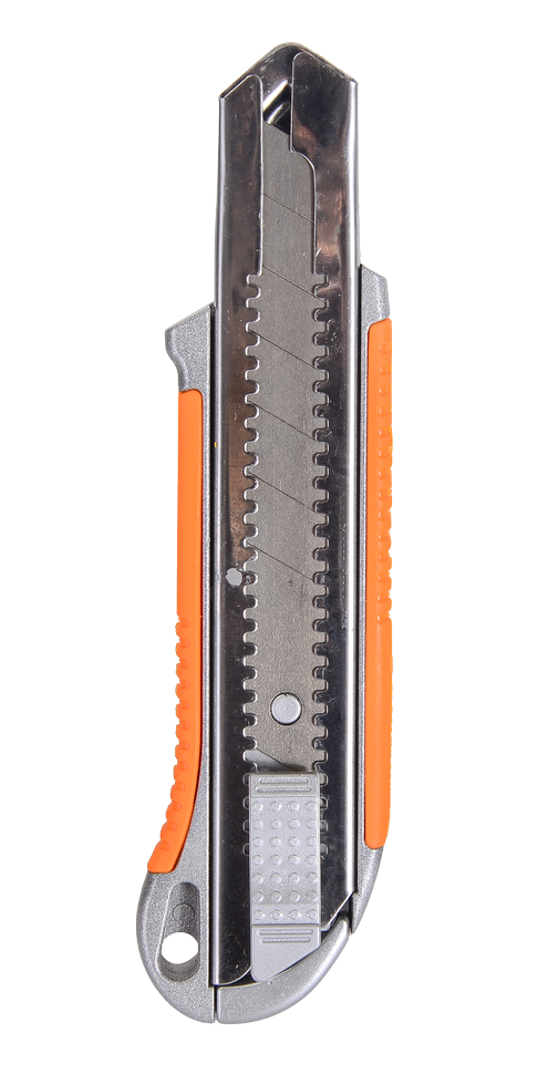 Нож ВИХРЬ с выдв.лезвием 25мм метал.корпус, автомат.фиксатор