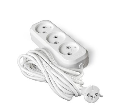 Удлинитель UNIVERSAL 5м белый трехместный б/з