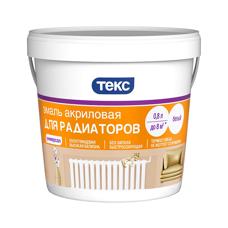 Эмаль ТЕКС для радиатора акриловая белая 0.4 кг