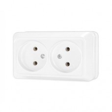 Розетка "Олимп" 16А 220В о/у белый двухместная б/з