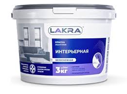 Краска акриловая интерьерная белоснежная 3кг ЛАКРА