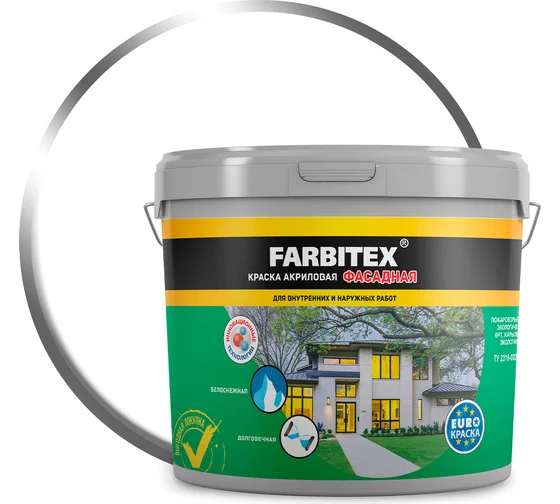 Краска FARBITEX "Евро" акриловая фасадная 6 кг