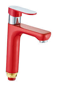 Смеситель д/умыв. DIKALAN однорыч. под гайку 35мм красный+хром 01074-13